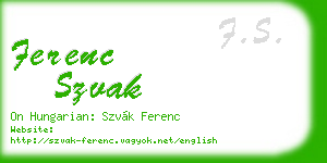 ferenc szvak business card